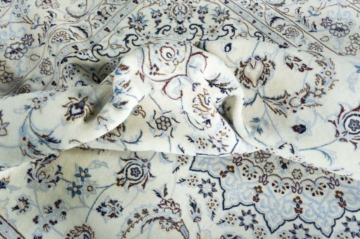Surface texture of New Nain rug with natural Wool and intricate pattern