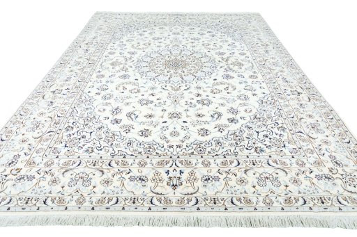 Surface texture of New Nain rug with natural Wool and intricate pattern