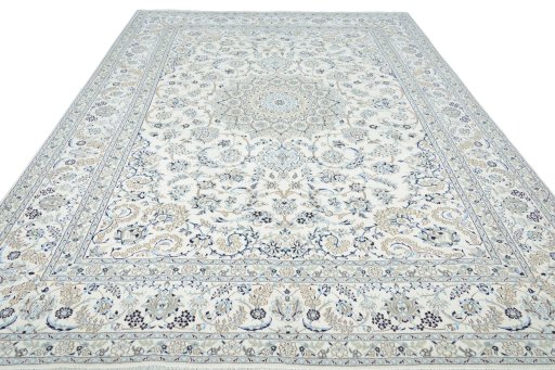 Surface texture of New Nain rug with natural Wool and intricate pattern