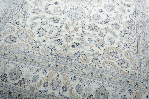 Close-up detail of New Nain rug from Iran / Persia showing Wool weave