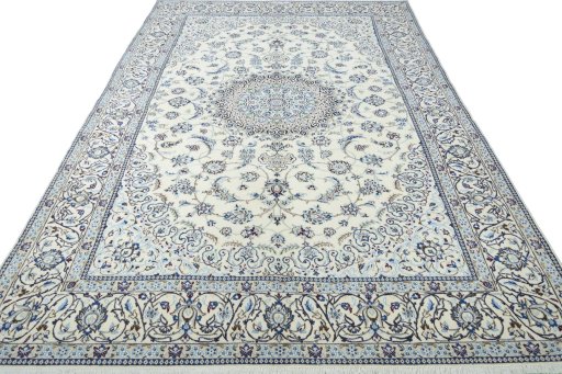 Surface texture of New Nain rug with natural Wool and intricate pattern