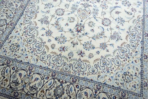Close-up detail of New Nain rug from Iran / Persia showing Wool weave