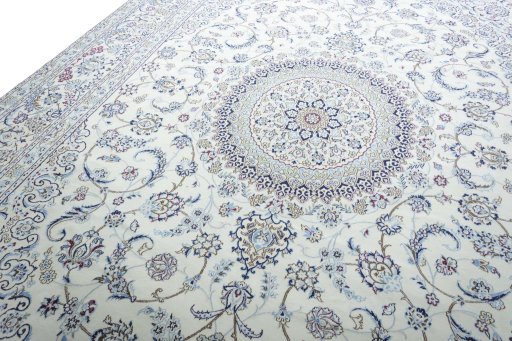 Surface texture of New Nain rug with natural Wool and intricate pattern