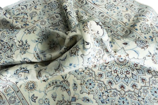 Surface texture of New Nain rug with natural Wool and intricate pattern