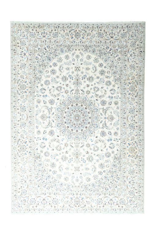 Full view of New Nain rug from Iran / Persia, 371 × 263 cm in Beige tones
