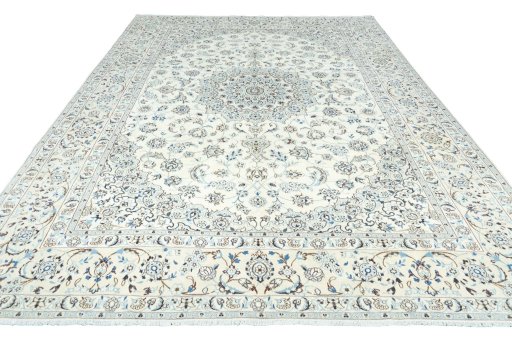 Surface texture of New Nain rug with natural Wool and intricate pattern