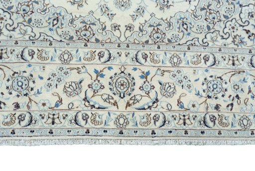 Full view of New Nain rug from Iran / Persia, 371 × 263 cm in Beige tones