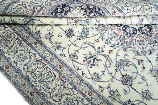 Close-up detail of New Nain rug from Iran / Persia showing Cork weave