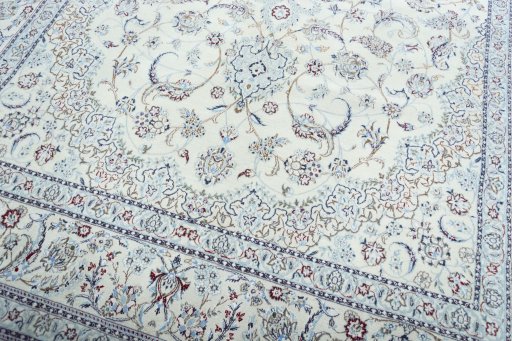 Close-up detail of New Nain rug from Iran / Persia showing Cork weave