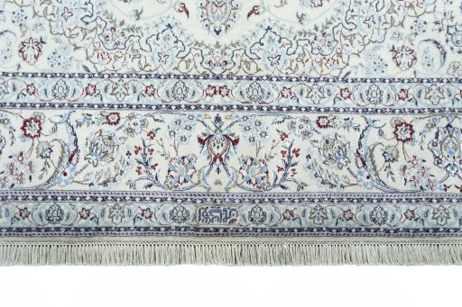Full view of New Nain rug from Iran / Persia, 307 × 200 cm in Beige tones