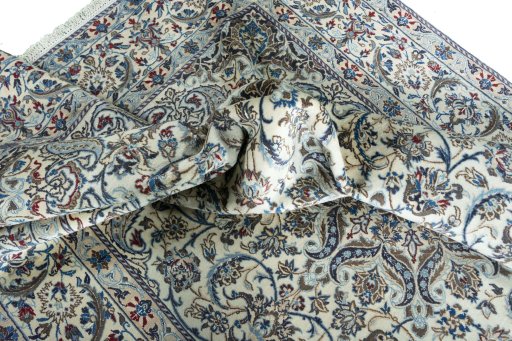 Surface texture of New Nain rug with natural Wool and intricate pattern