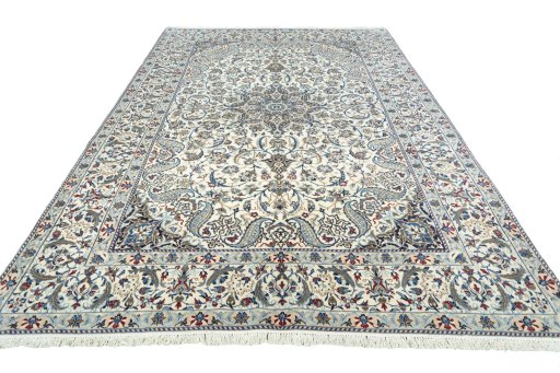 Surface texture of New Nain rug with natural Wool and intricate pattern