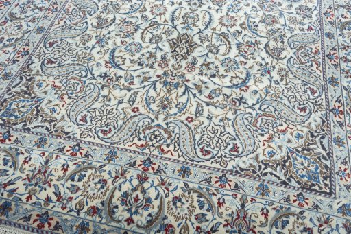 Close-up detail of New Nain rug from Iran / Persia showing Wool weave
