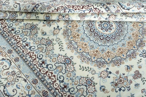 Close-up detail of New Nain rug from Iran / Persia showing Wool weave