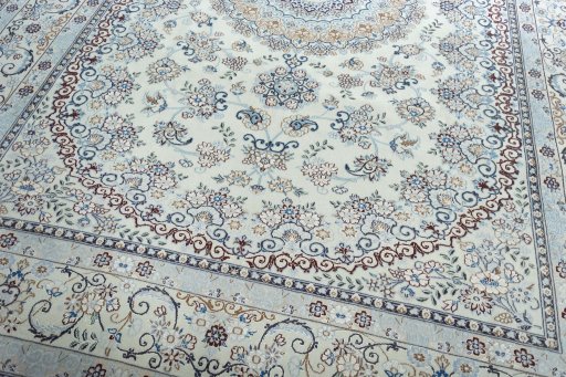 Close-up detail of New Nain rug from Iran / Persia showing Wool weave