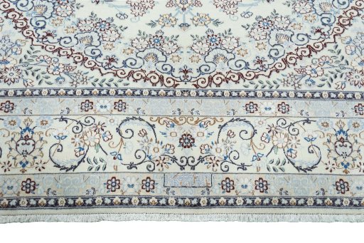 Full view of New Nain rug from Iran / Persia, 357 × 258 cm in Beige tones