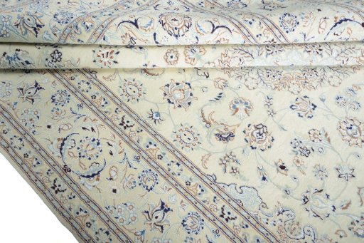 Close-up detail of New Nain rug from Iran / Persia showing Cork weave