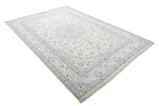 Close-up detail of New Nain rug from Iran / Persia showing Cork weave