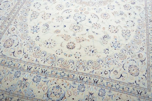 Close-up detail of New Nain rug from Iran / Persia showing Cork weave