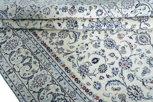Close-up detail of New Nain rug from Iran / Persia showing Wool weave