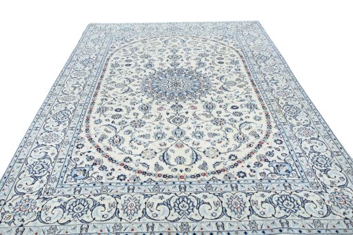 Surface texture of New Nain rug with natural Wool and intricate pattern