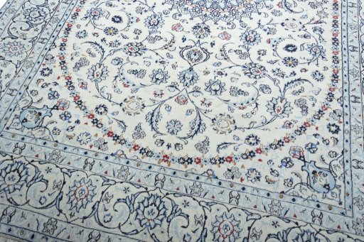 Close-up detail of New Nain rug from Iran / Persia showing Wool weave