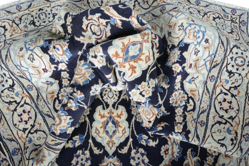 Surface texture of New Nain rug with natural Wool and intricate pattern