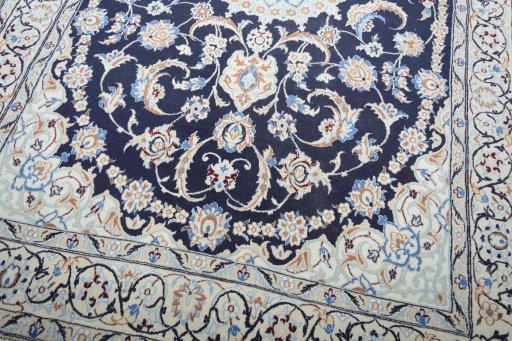 Close-up detail of New Nain rug from Iran / Persia showing Wool weave