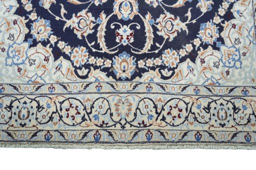 Full view of New Nain rug from Iran / Persia, 201 × 126 cm in Blue tones