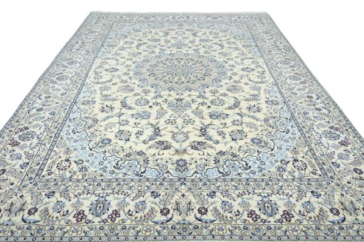 Surface texture of New Nain rug with natural Wool and intricate pattern
