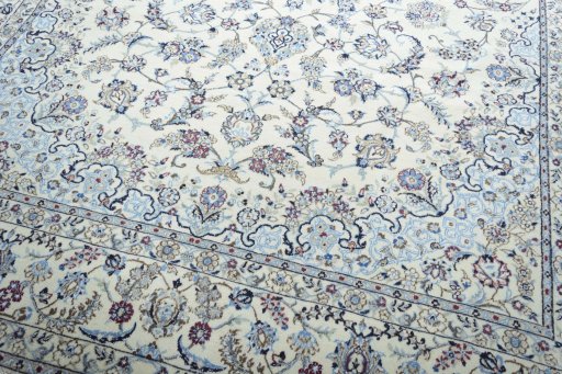Close-up detail of New Nain rug from Iran / Persia showing Wool weave