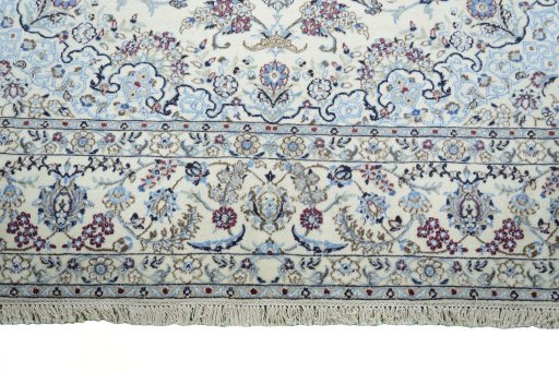 Full view of New Nain rug from Iran / Persia, 358 × 245 cm in Beige tones