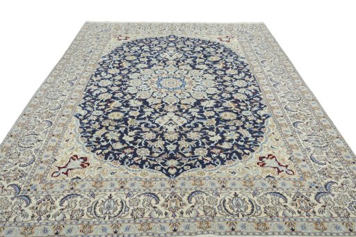 Surface texture of New Nain rug with natural Wool and intricate pattern