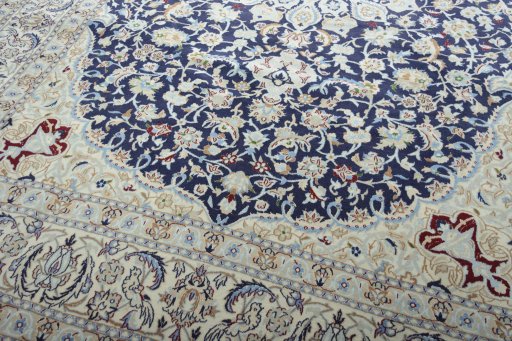 Close-up detail of New Nain rug from Iran / Persia showing Wool weave