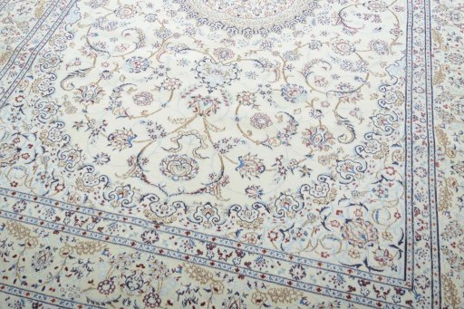 Close-up detail of New Nain rug from Iran / Persia showing Cork weave
