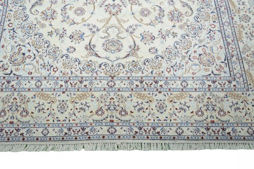 Full view of New Nain rug from Iran / Persia, 305 × 209 cm in Beige tones