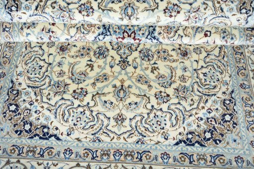 Close-up detail of New Nain rug from Iran / Persia showing Wool weave
