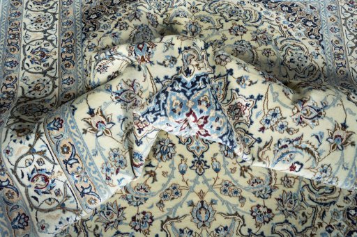 Surface texture of New Nain rug with natural Wool and intricate pattern