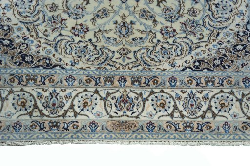 Full view of New Nain rug from Iran / Persia, 224 × 154 cm in Beige tones