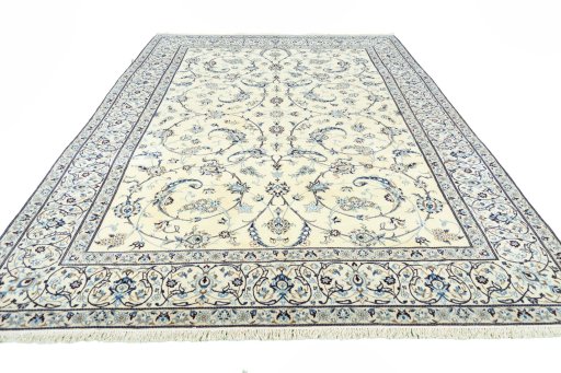 Surface texture of New Nain rug with natural Wool and intricate pattern