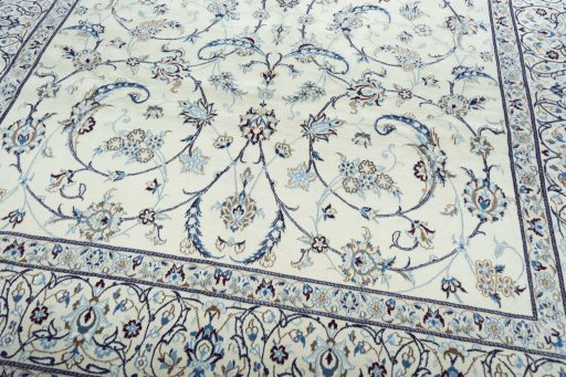 Close-up detail of New Nain rug from Iran / Persia showing Wool weave