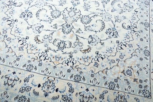 Close-up detail of New Nain rug from Iran / Persia showing Wool weave
