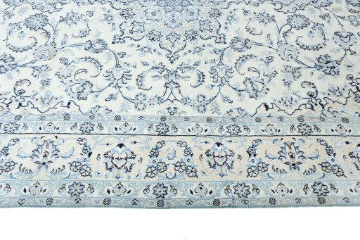 Full view of New Nain rug from Iran / Persia, 293 × 200 cm in Beige tones