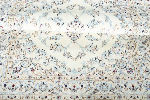 Close-up detail of New Nain rug from Iran / Persia showing Cork weave