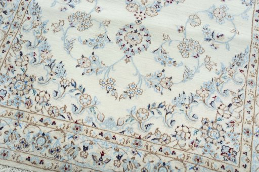 Close-up detail of New Nain rug from Iran / Persia showing Cork weave