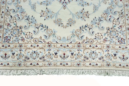 Full view of New Nain rug from Iran / Persia, 144 × 100 cm in Beige tones
