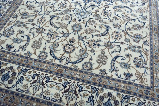 Close-up detail of 2000s Nain rug from Iran / Persia showing Wool weave