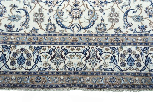 Full view of 2000s Nain rug from Iran / Persia, 333 × 240 cm in Beige tones