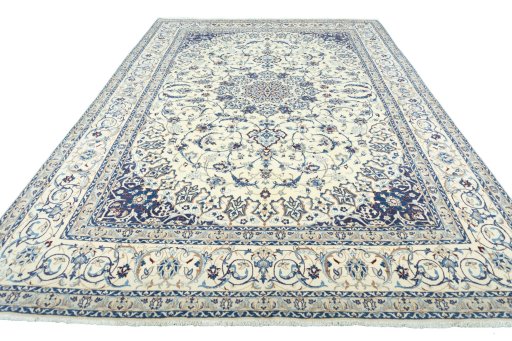 Surface texture of New Nain rug with natural Wool and intricate pattern