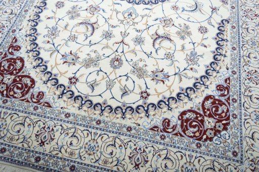 Close-up detail of New Nain rug from Iran / Persia showing Cork weave